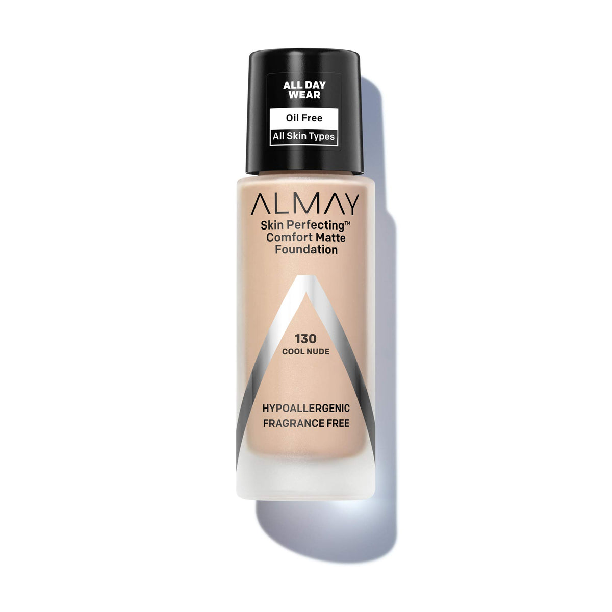 Almay Skin Perfecting bottle with pumpless design to reduce plastic waste.