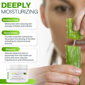 AloeMoist non-greasy cream close-up demonstrating quick absorption.