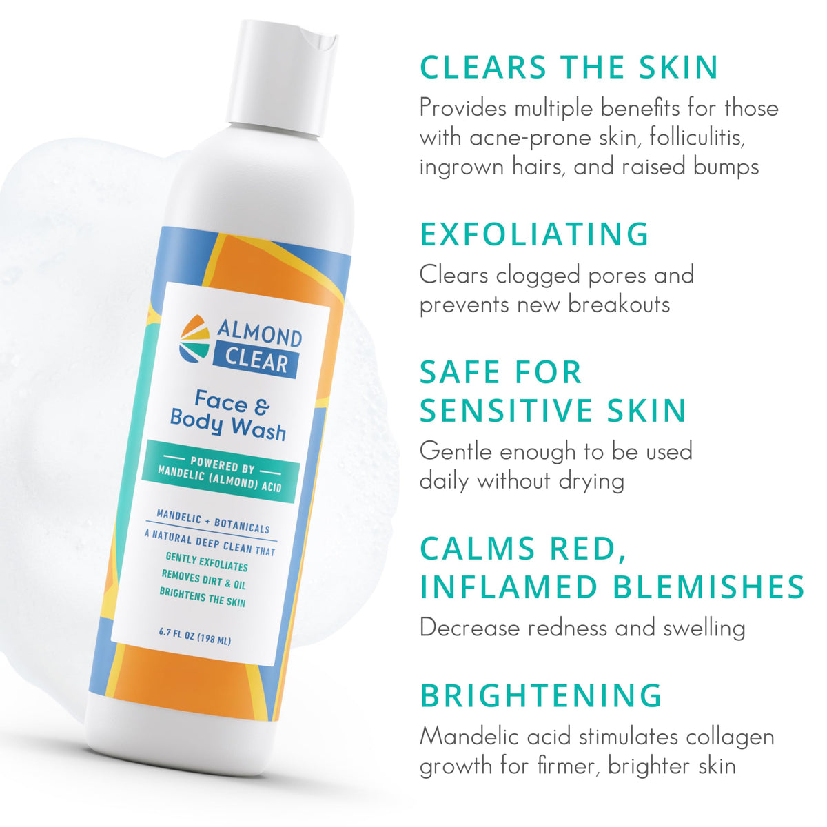 Almond Clear exfoliating cleanser close-up texture for skin comfort