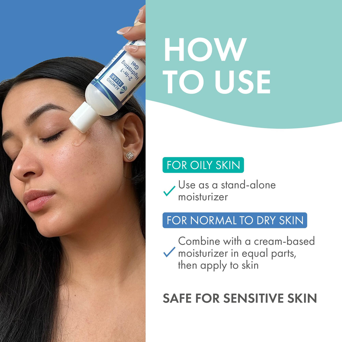 Almond Clear Hyaluronic Acid focus signals plump hydration without heaviness.