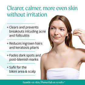 Almond Clear mandelic acid serum pump in use for clear skin