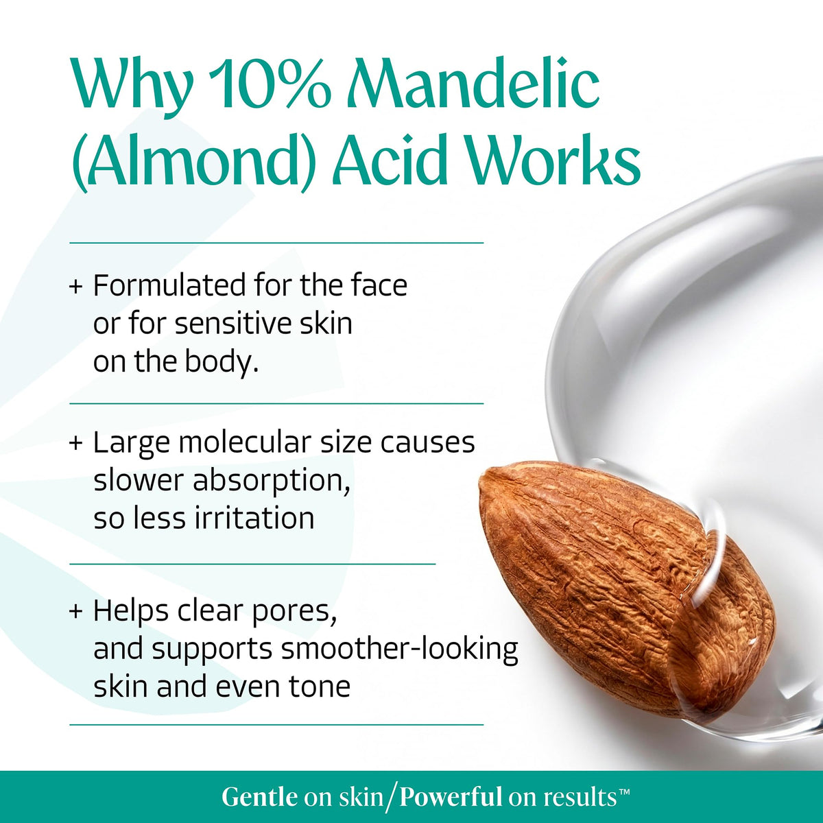 Almond Clear packaging and label highlighting mandelic acid benefits