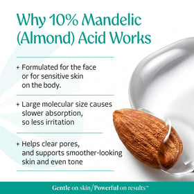 Almond Clear packaging and label highlighting mandelic acid benefits
