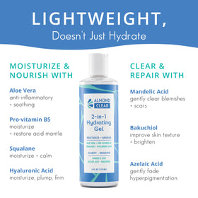 Almond Clear Squalane visual underscores barrier support and lightweight moisturization.