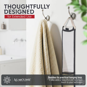 ALMOONI men's body loofah exfoliator in gray for targeted back exfoliation