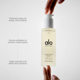 Alo Enzyme Facial Cleanser lightweight gel texture for an easy, airy lather.