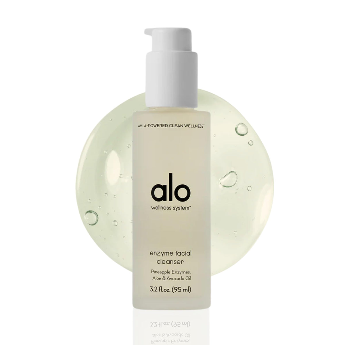 Alo Enzyme Facial Cleanser bottle with pineapple enzymes for gentle exfoliation and a smooth complexion.