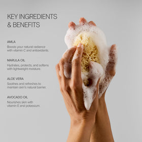 Alo Mega-C Body Wash top-view bottle highlighting citrus scent for refreshing cleanse