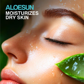 ALOESUN face and body application image showing broad use.