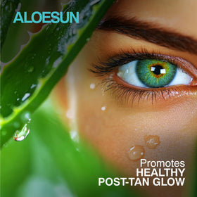 ALOESUN organic aloe vera spray highlighting pure soothing formula for sun exposure.