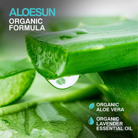 ALOESUN organic ingredients label emphasizing cruelty-free and sustainable sourcing.