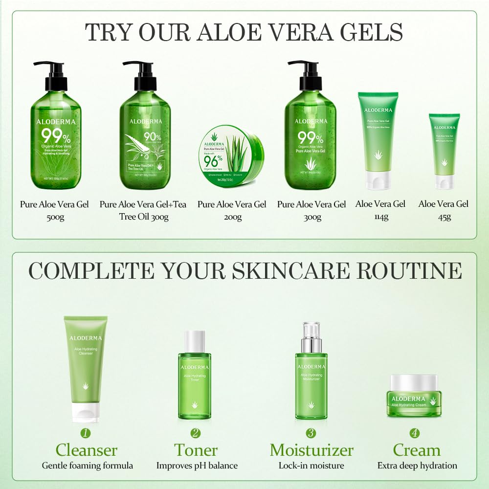 Aloderma Aloe Vera Gel uses organic ingredients and on-site processing.