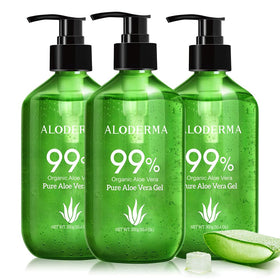 Aloderma Aloe Vera Gel bottle pump for daily face and body hydration.