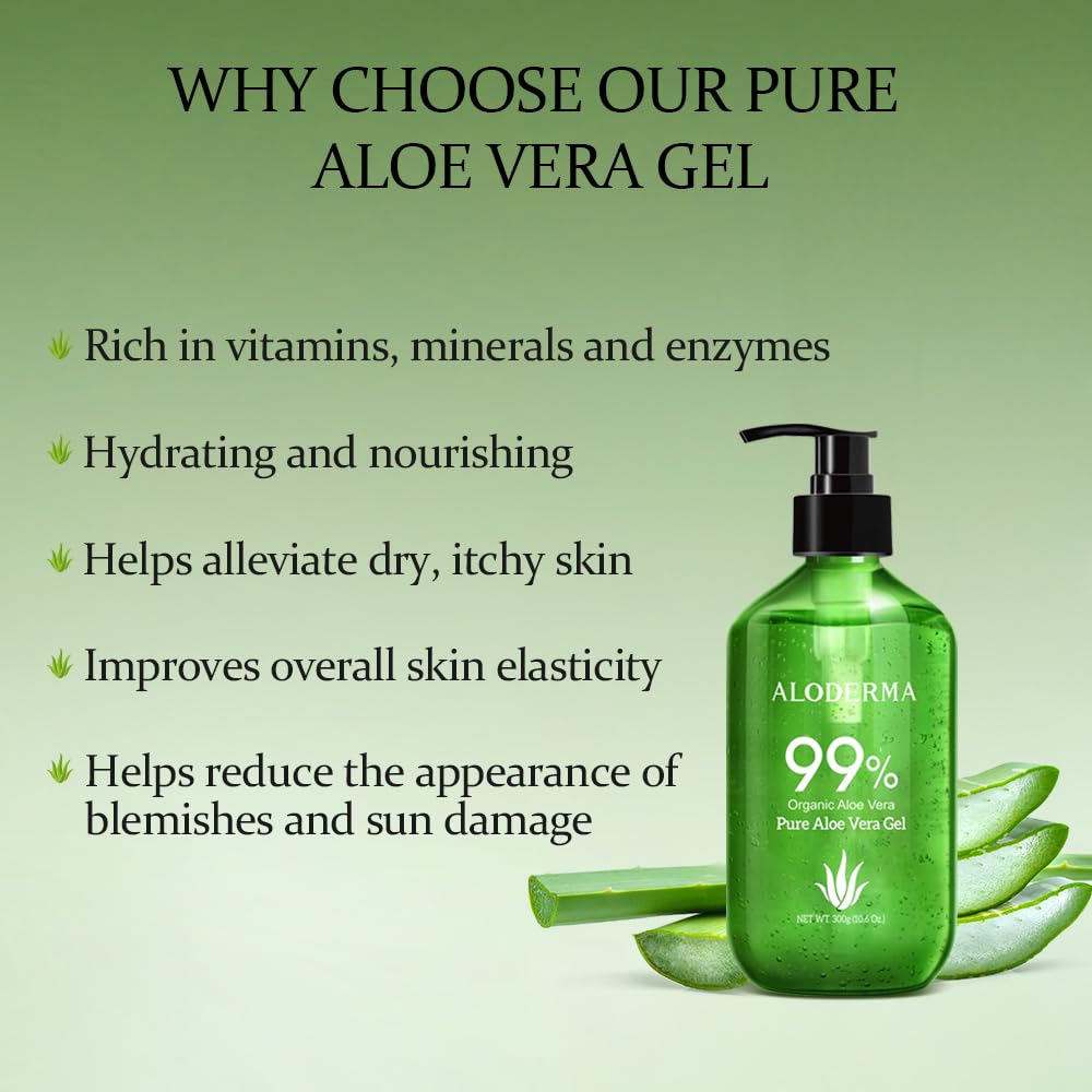 Aloderma Aloe Vera Gel leaf close-up shows fresh origin.