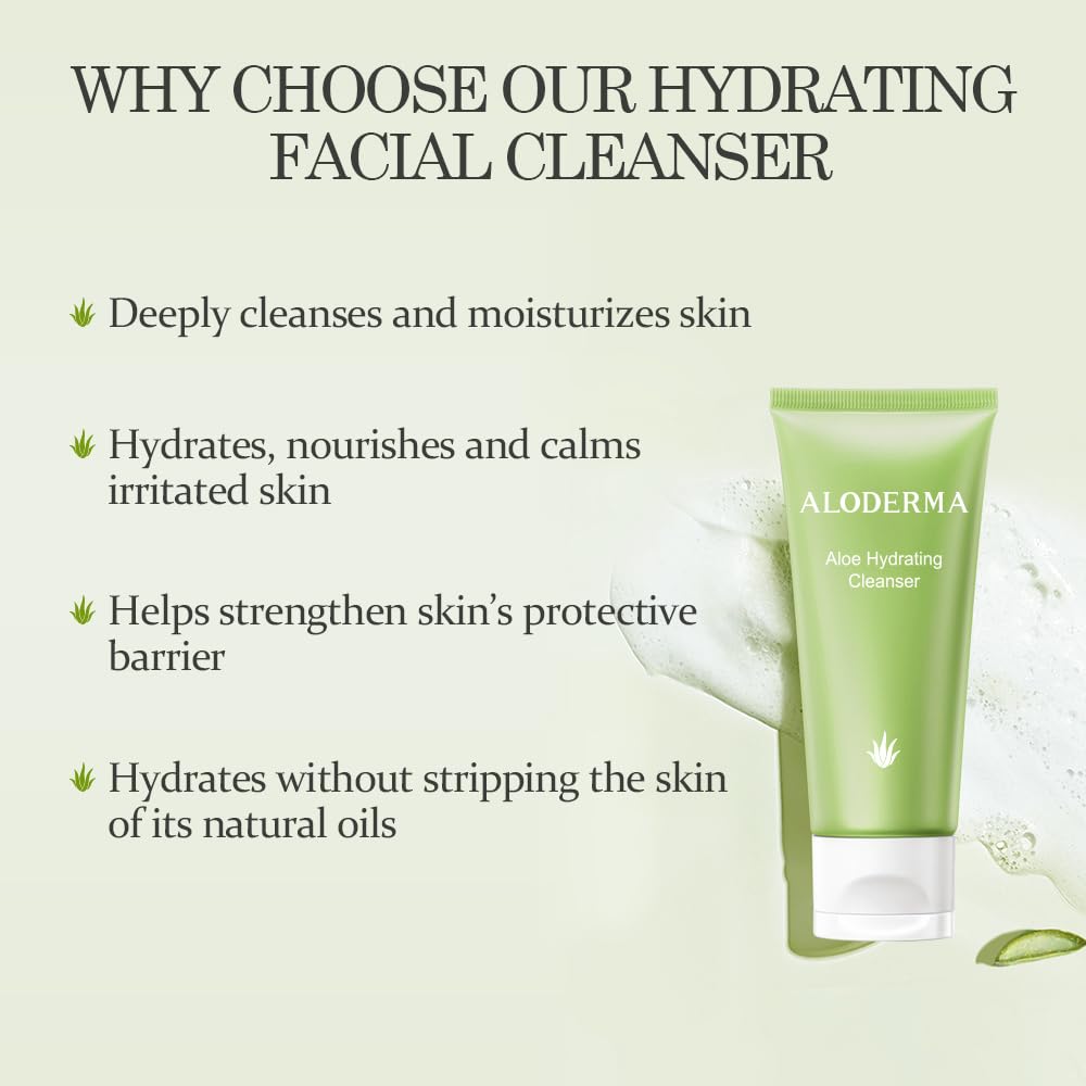 Aloderma Aloe Vera plant emphasizes natural, plant-based skincare ingredient.