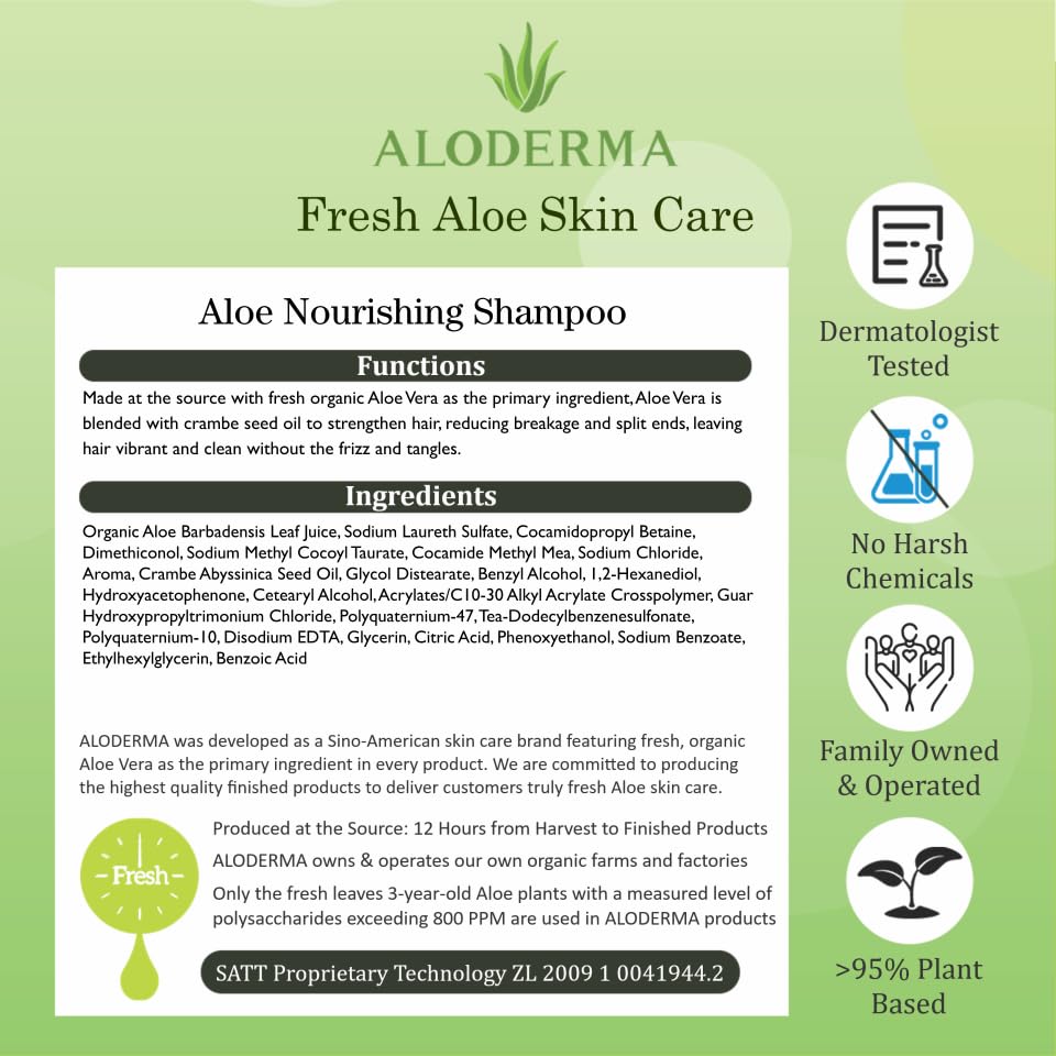 Aloderma hair strands softened after wash implies reduced breakage and easier manageability
