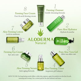 Aloderma organic certification seals emphasize eco-friendly sourcing and quality.