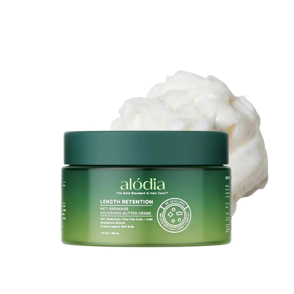 ALODIA Anti-Breakage Butter Crème jar shows rich, hydrating texture for curls.