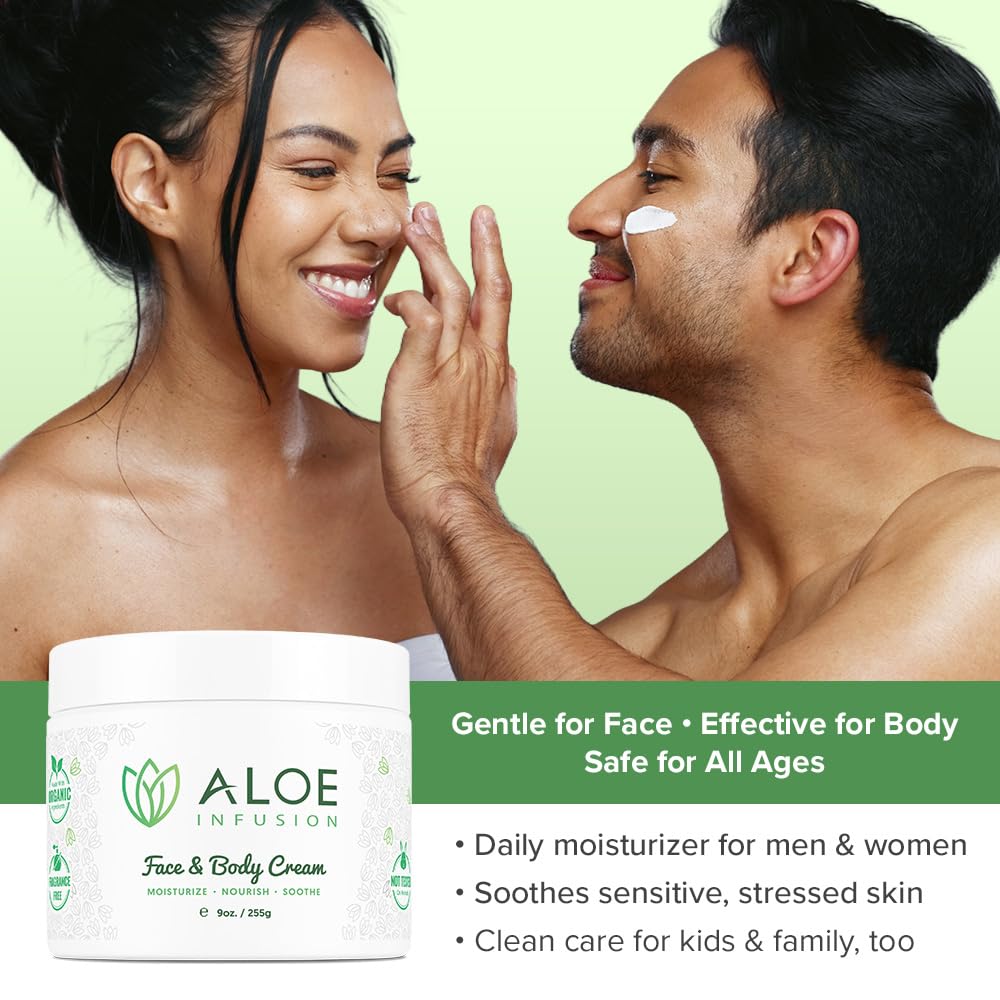 After-sun care moment with Aloe Infusion soothing cream