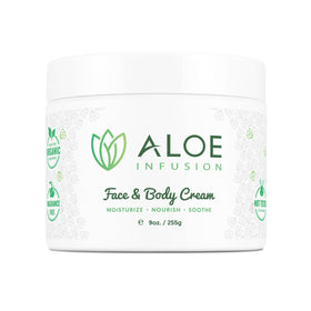Aloe Infusion face cream jar for deep hydration on dry skin