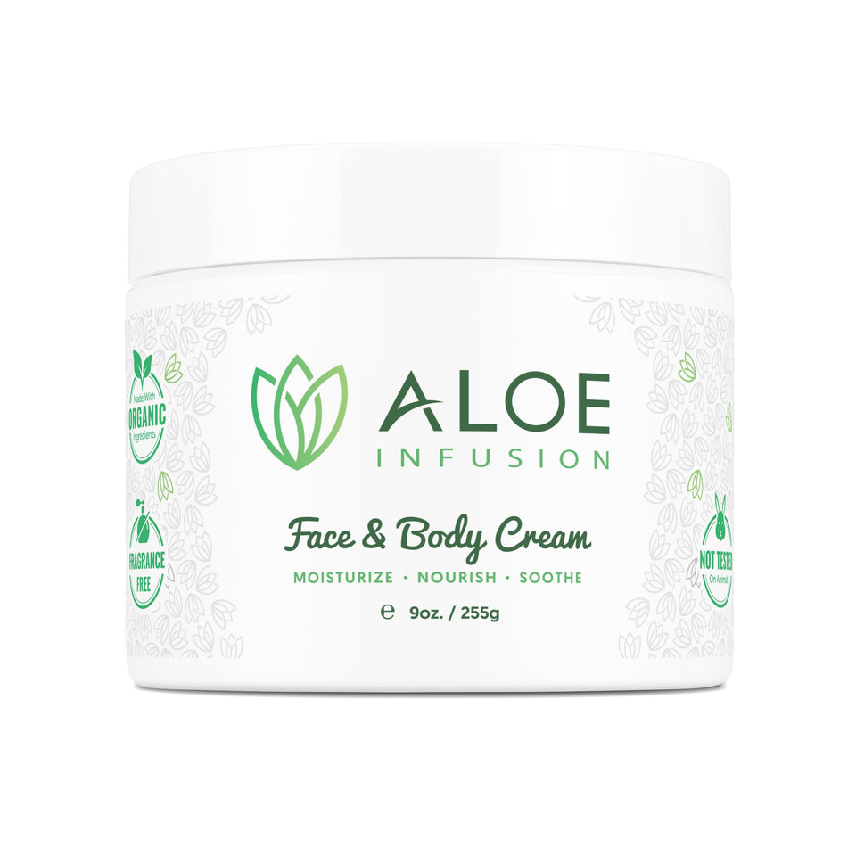 Aloe Infusion face cream jar for deep hydration on dry skin