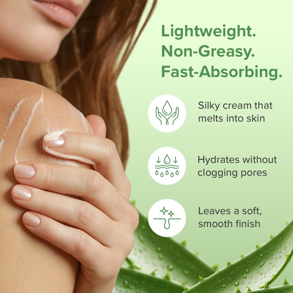 Hand applying Aloe Infusion cream demonstrates quick absorption