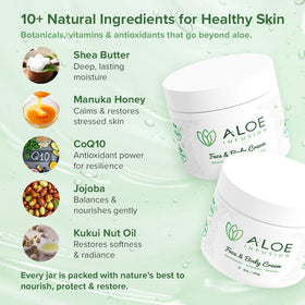 Manuka honey-rich texture highlights nourishing ingredients in Aloe Infusion cream