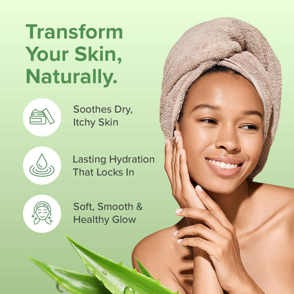 Aloe Infusion jar showing Shea Butter–rich formula for deep moisturization