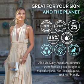 Aloe Up aloe vera formula highlighting hydrating gel components