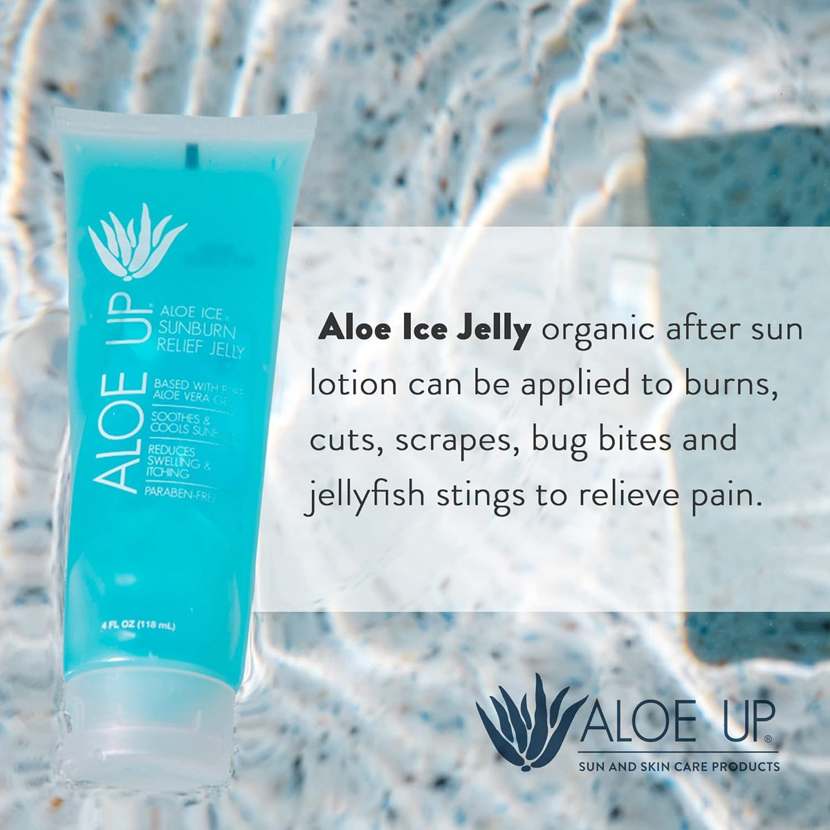 ALOE UP Cooling after-sun gel for sun-exposed skin.