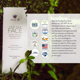 Fragrance-free and alcohol-free Aloe Up formula shown for sensitive skin