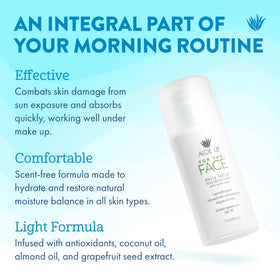 Close-up of Aloe Up lotion being gently applied for quick absorption