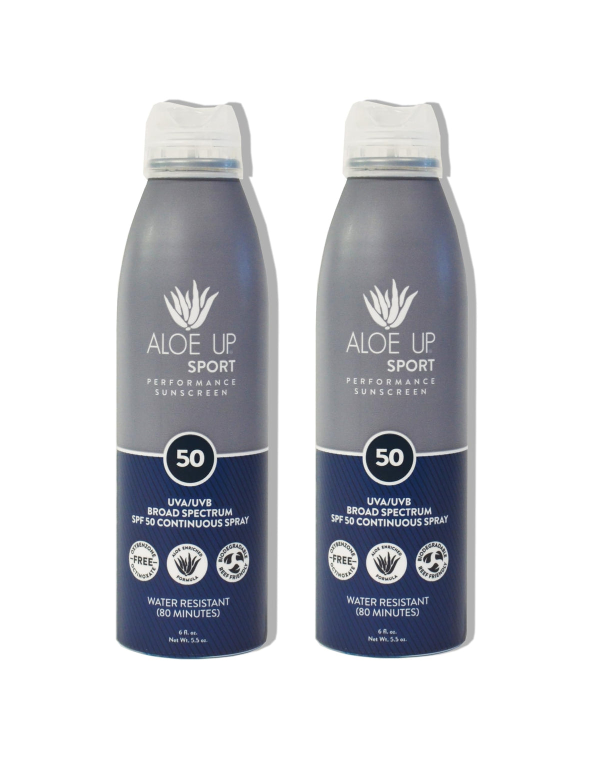 Aloe Up Sport Spray SPF 50 bottle for face and body protection on the go