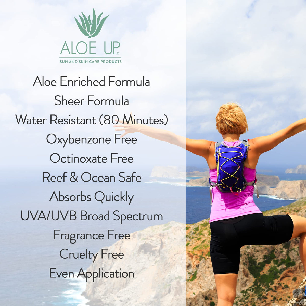 Aloe Up Sport Spray fragrance-free label for sensitive skin.