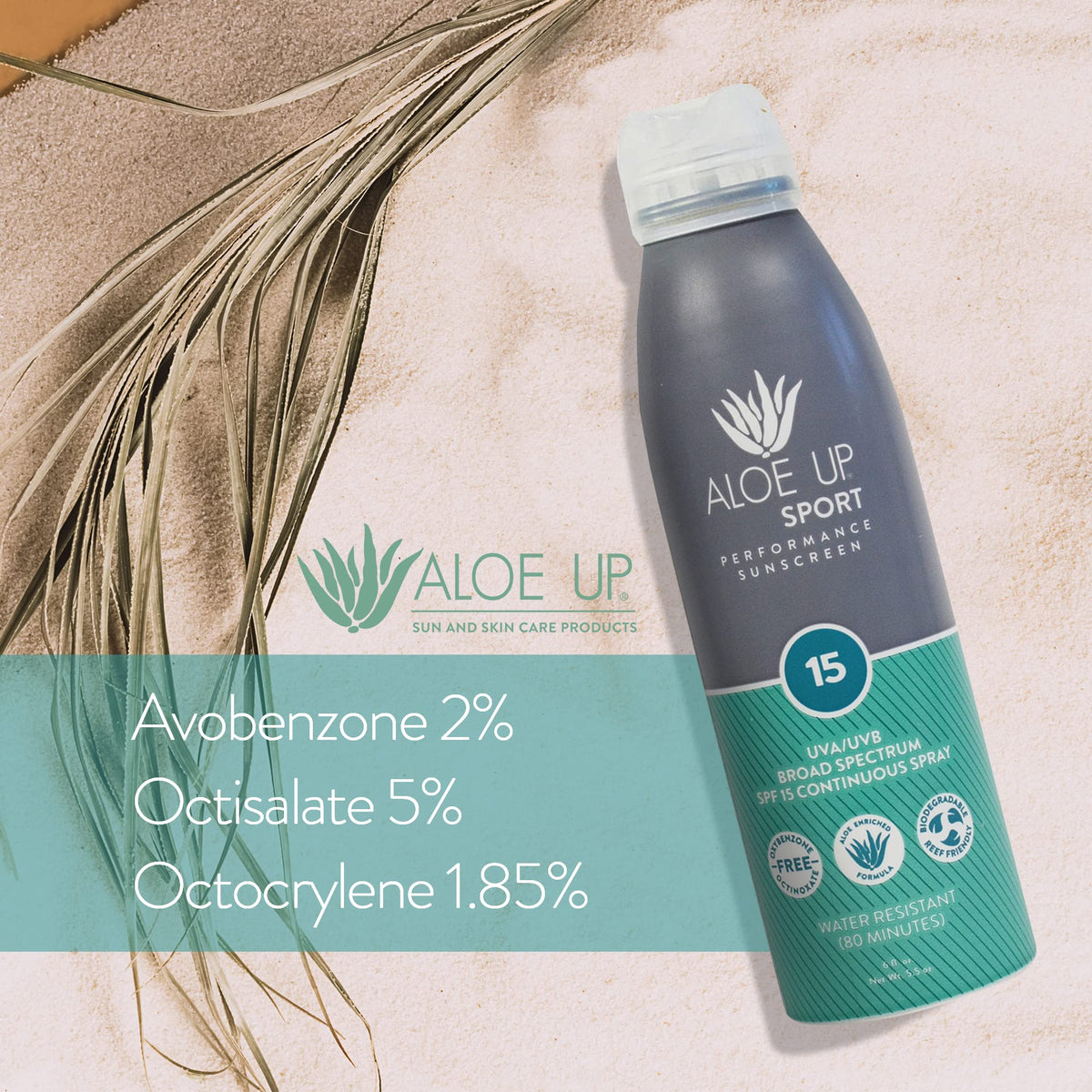 Aloe Up Sport Spray no white cast when rubbed into skin.