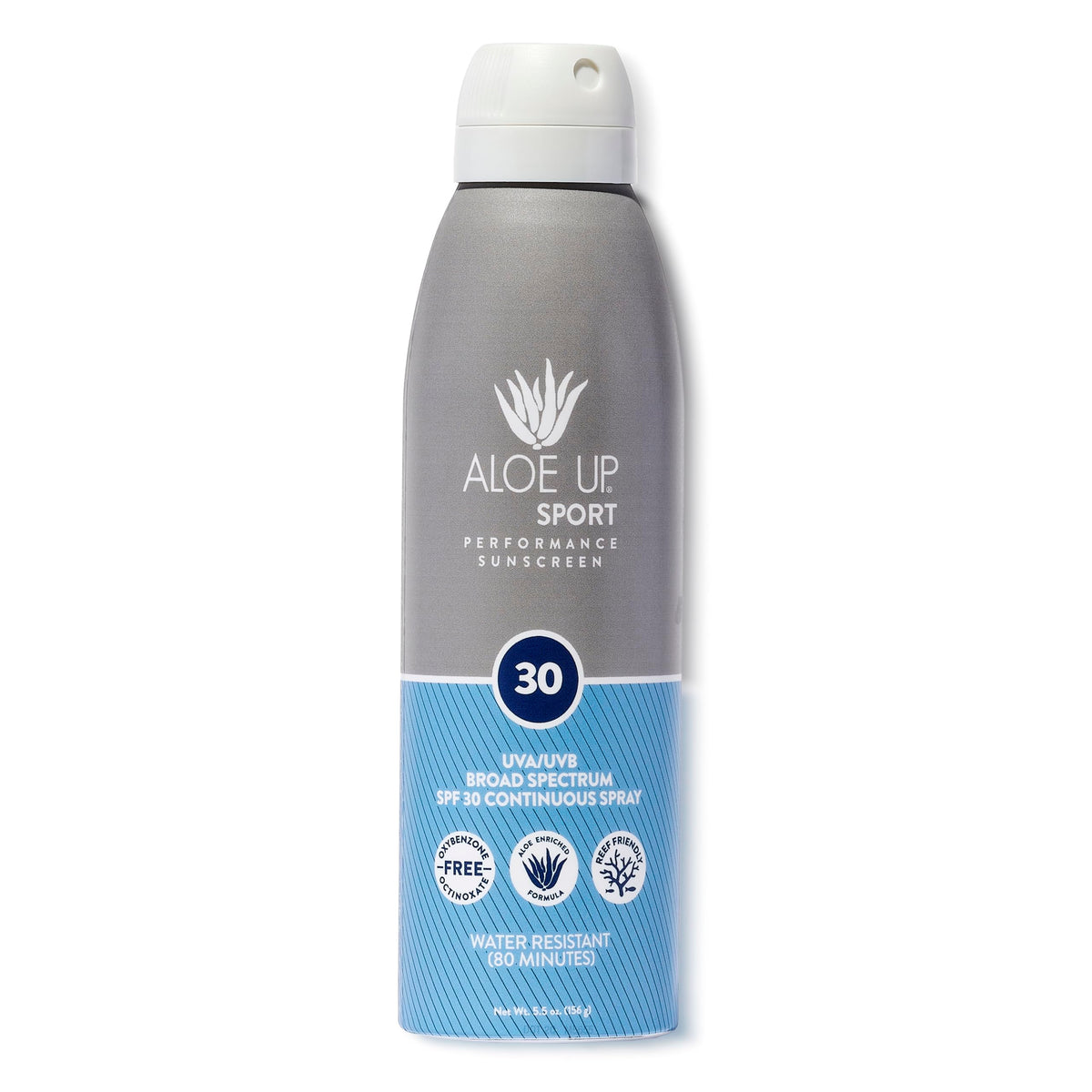 Aloe Up Sport Spray SPF 30 on face and body for active days with quick absorption.