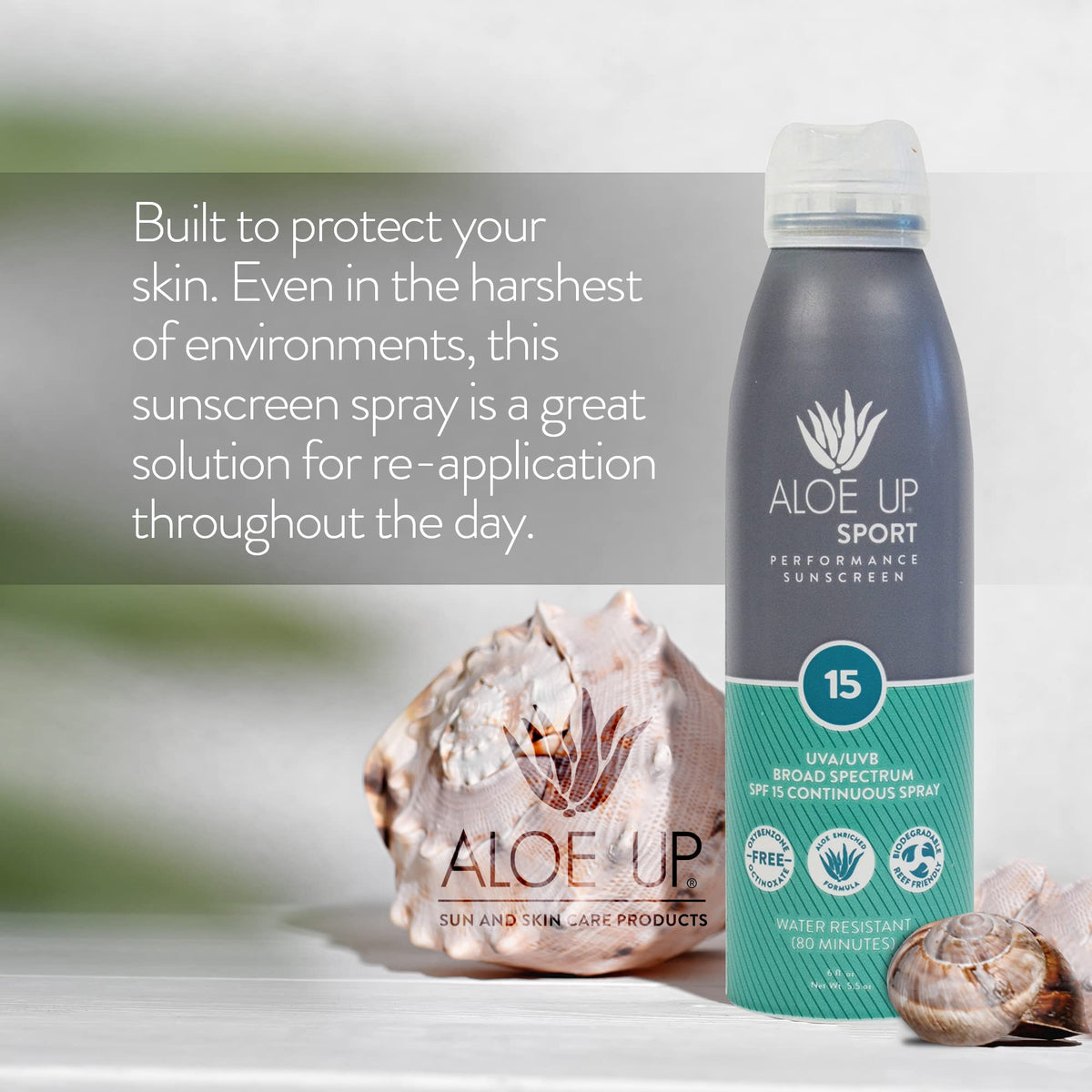 Aloe Up Sport Spray demonstrates 80-minute water resistance during activity.