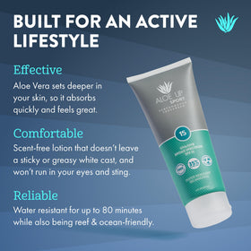 ALOE UP sport sunscreen pump dispensing for quick, mess-free application during workouts