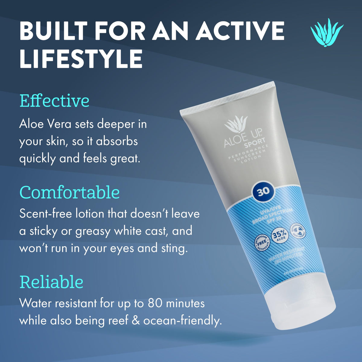 Aloe Up Sport Sunscreen application demonstrates smooth spread without greasiness.