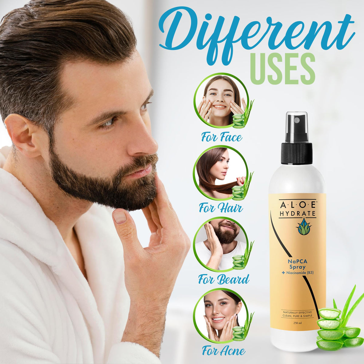AloeHydrate NaPCA Mist provides lightweight moisture to even skin tone.