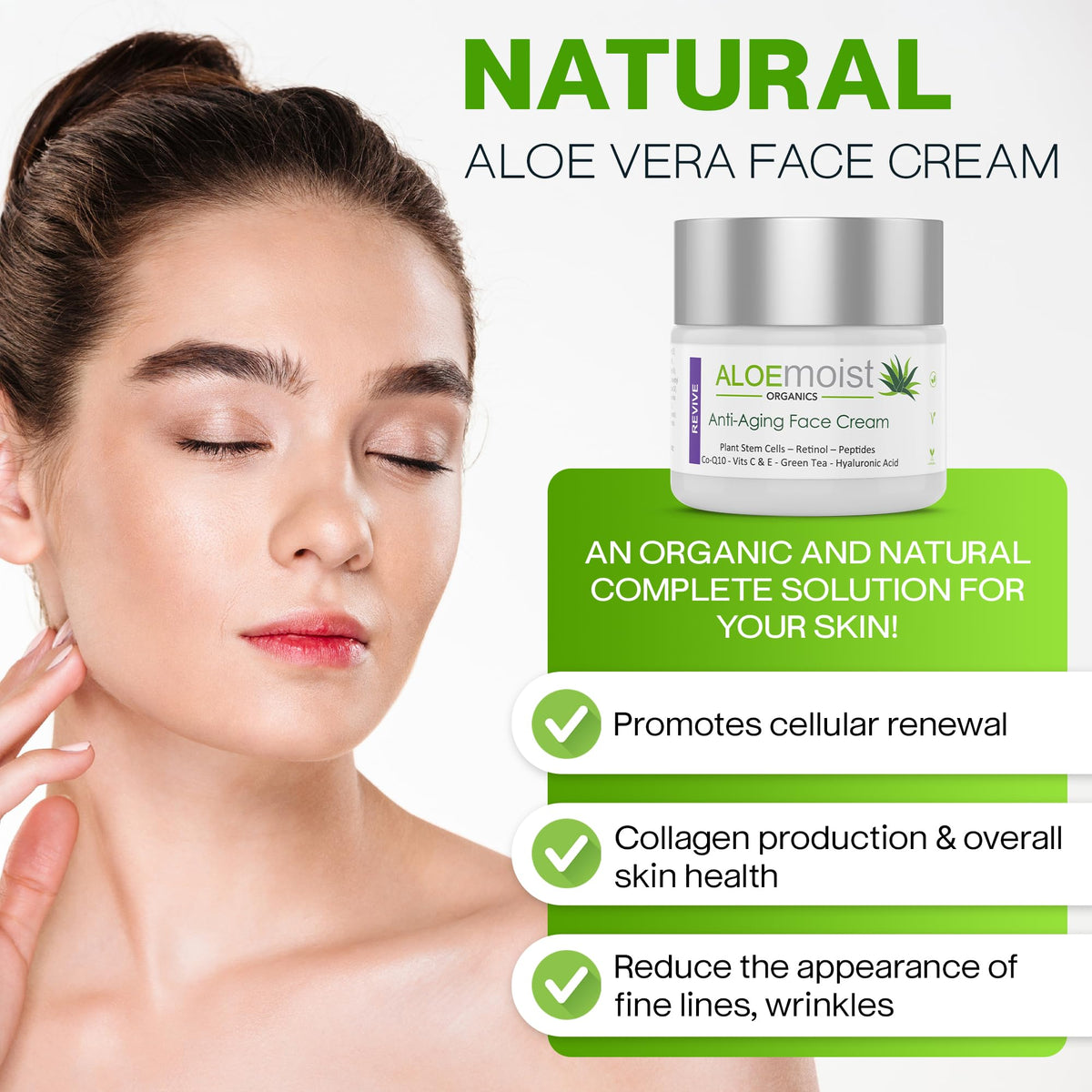 AloeMoist Revive non-greasy finish shown on skin for breathable hydration.