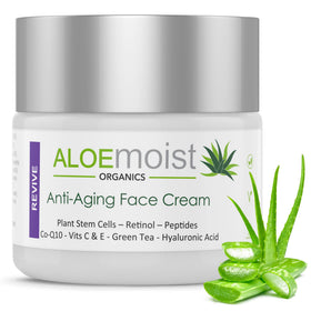 AloeMoist Revive retinol cream bottle pour showing easy daily use.