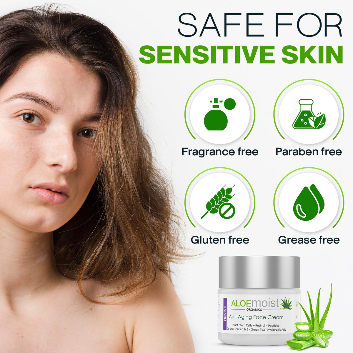 AloeMoist Revive sensitive-skin formula is fragrance-free and gentle.