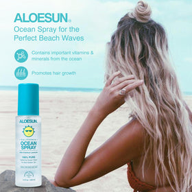 ALOESUN Ocean Spray hair-cleanse mist illustrates lightweight formula for clean-feel scalp and hair.