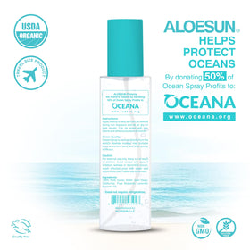 ALOESUN Ocean Spray travel size showcases a compact format for tanning routines.