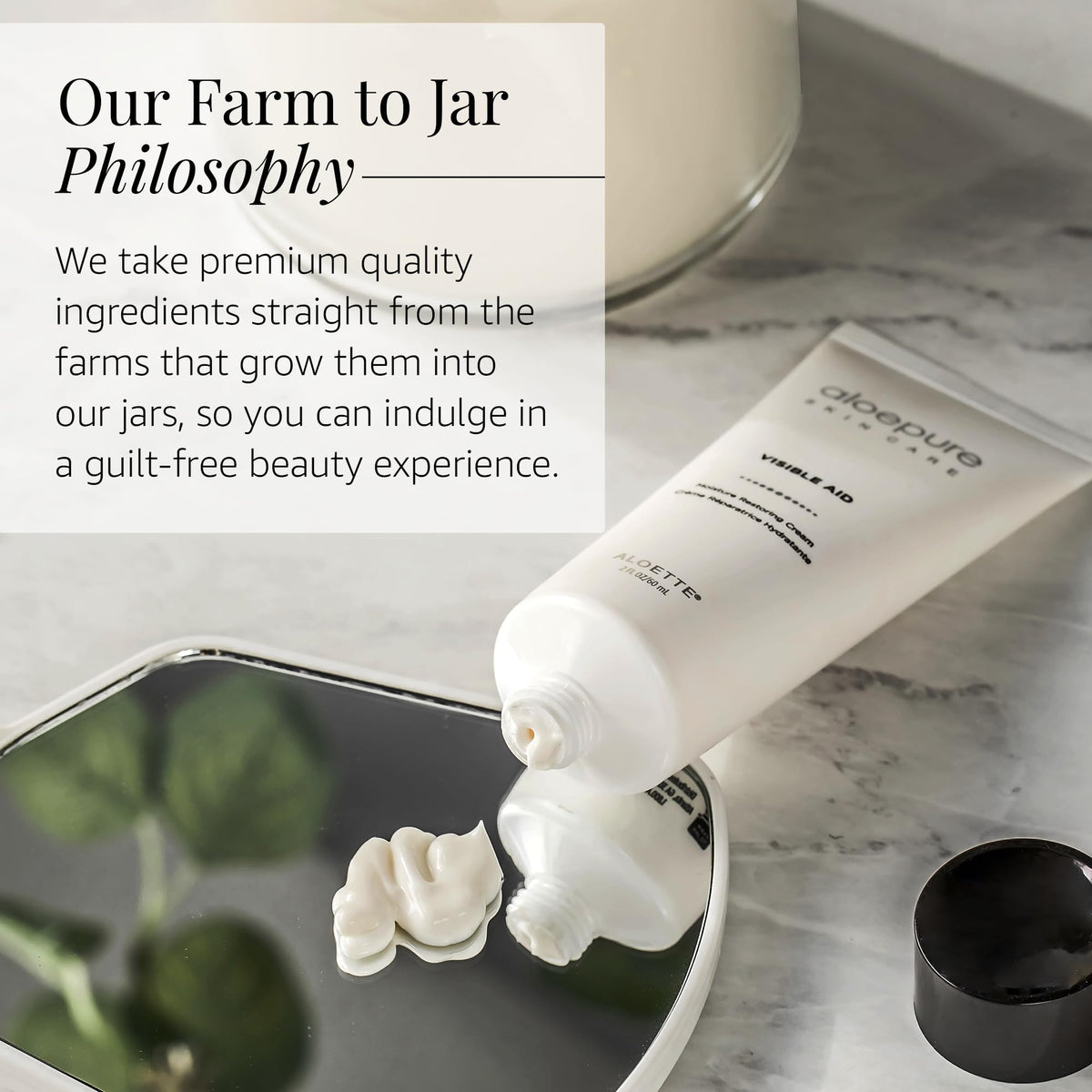 Face and body application with Aloette Visible Aid, gentle daily relief.