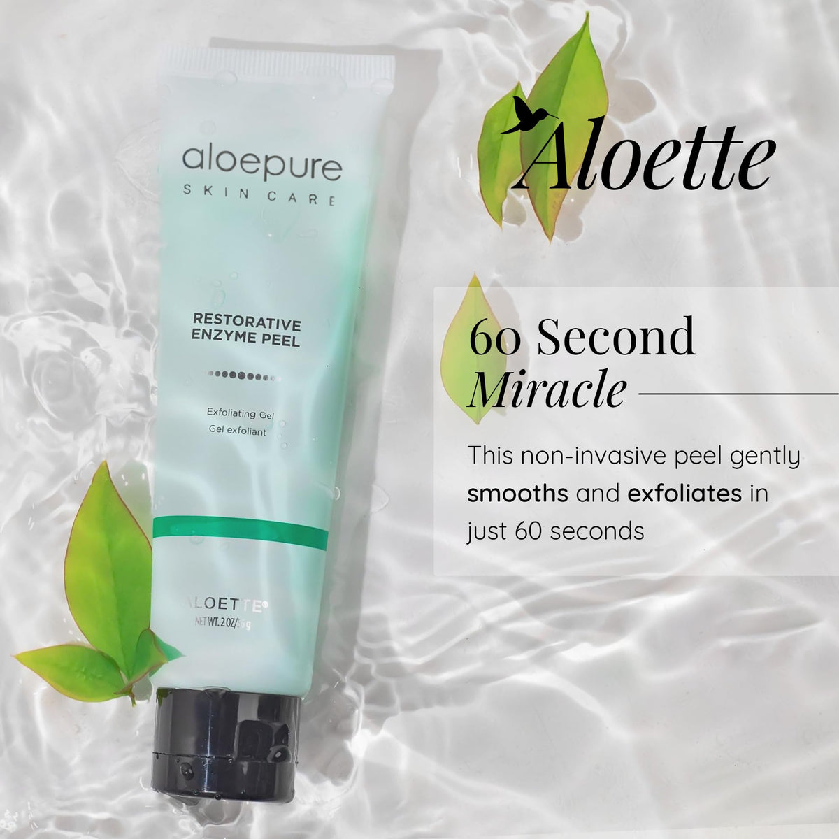 Aloette Aloe vera infused formula visible on skin for soothing, nourishing care.
