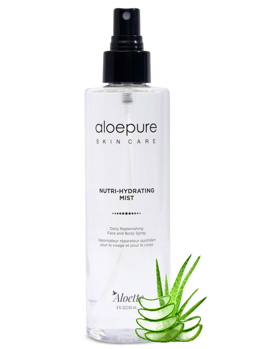 Aloette Nutri-Hydrating Mist bottle for daily facial and body hydration