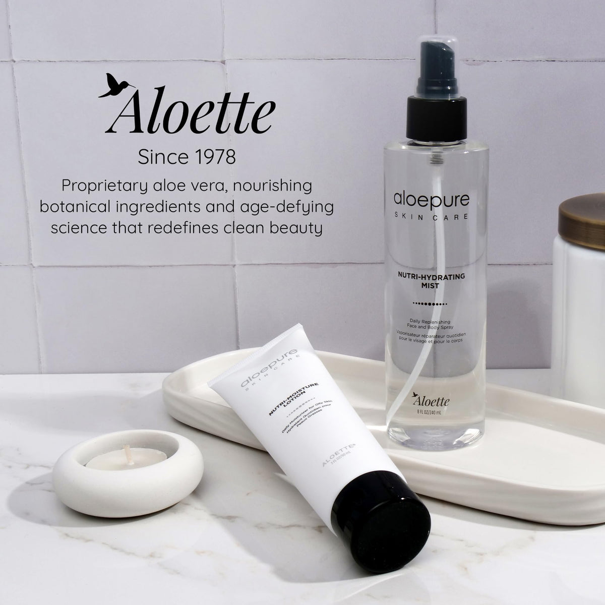 Aloette Nutri-Hydrating Mist for on-the-go hydration in a purse