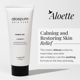 Aloette Visible Aid aloe vera leaves close-up, natural hydration.